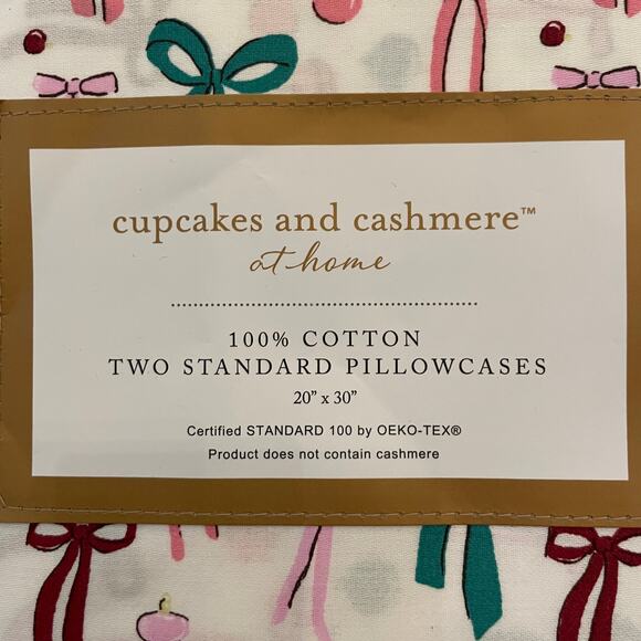 Cupcakes & Cashmere 100% Cotton BOWS Standard Pillowcase Set of 2 New - Picture 3 of 10